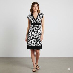 Maurices Y2K Babydoll Black White Babydoll Plunge V Neck Tie Lined Dress SZ L